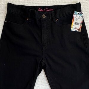 NWT Robert Graham "Hailey" Black Jeans Slim Straight Leg Women's Size 4